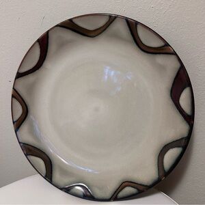 Pier 1 Set of Four Wave Stoneware Dinner Plates 11 Inches Brown And Tan